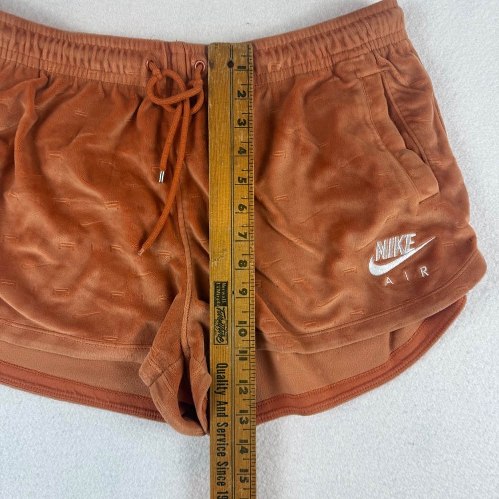 Nike Air Womens Velour Shorts Burnt Orange Embossed Logo Pockets Large - Picture 5 of 6